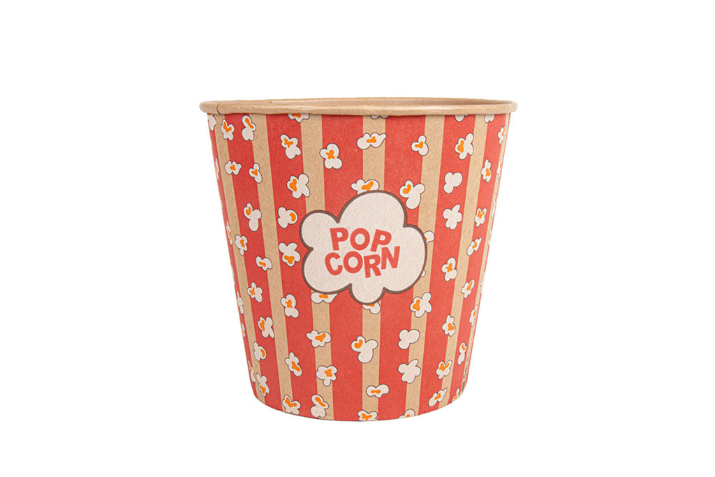 Popcorneimer, Popcornbecher, braun, bedruckt, Kraftpapier, 5100 ml, 21 x 16 cm, Ø22,7 cm